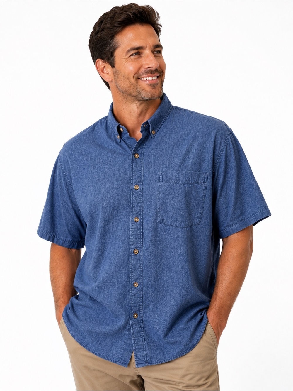 Dubinik "Customized Version" 2XL Casual Button-Down Shirt in Denim Blue